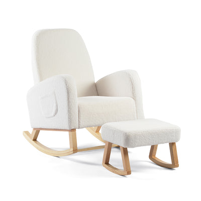 Amana Aura Nursing Chair & Stool - Snow White/Natural