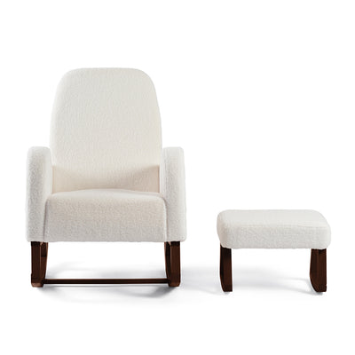 Amana Aura Nursing Chair & Stool - Snow White/Darkwood
